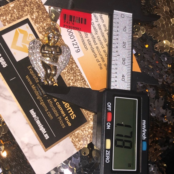 Real diamond angel pendant, not CZ not moissanite, genuine diamond angel charm - Picture 5 of 7